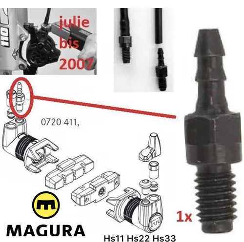 1x Magura Leitungsanschluss M6 Schraube Befüllstutzen julie Hs11 Hs33 0720411