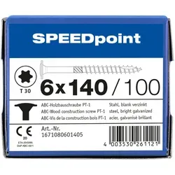 SPAX SPEEDpoint Holzbauschraube Tellerkopf T30 Teilgewinde Schabenut A2J 6x140mm (100)