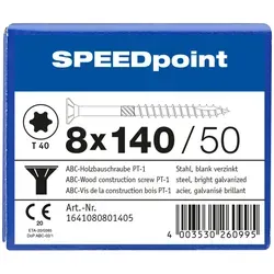 SPAX SPEEDpoint Holzbauschraube Senkkopf T40 Teilgewinde Schabenut A2J 8x140mm (50)