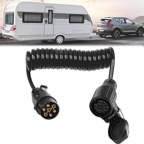 Techfection Anhänger Verlängerungskabel 7 auf 13 polig 2,5m Spiralkabel Anhänger Kupplung Stecker Adapterkabel für Wohnwagen Wohnmobil Caravan PKW Bootstrailer RV Traktor Fahrradträger