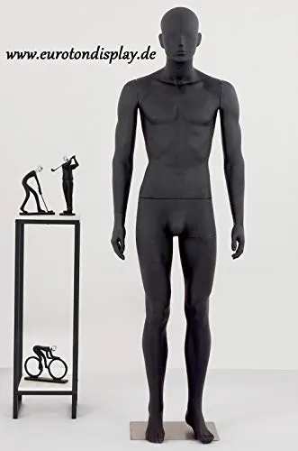LM1-8 Neu Hochwertig Männlich Mann Maskulin schöne abstrakte schwarz matt lackierte Schaufensterpuppe in Glanz Nase und Mund geformt Kopf abnehmbar (Mann, LM1-8)