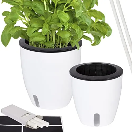 ONVAYA® Kräutertopf selbstwässernd | Wasserstand ablesbar | 2er Set Ø 13+18 cm | Hochwertige Farbe