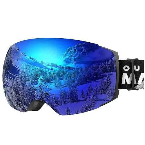 OutdoorMaster Unisex Skibrille PRO Damen Herren mit wechselgläsern, 100% UV-Schutz Schneebrille Skibrille für brillenträger, Anti-Nebel Snowboard Brille Ski Goggles für Jungen und Mädchen