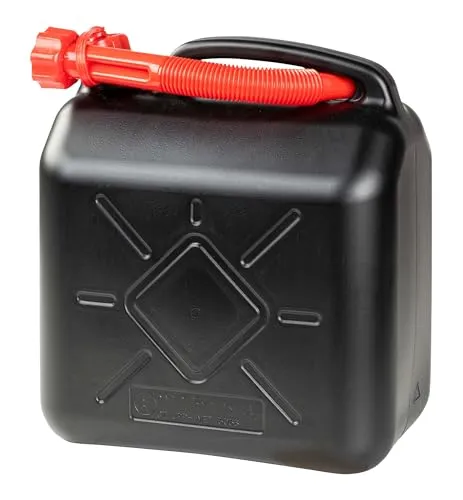 WALSER Benzinkanister 10L UN-geprüft - Rot/Schwarz - Robuster Kraftstoffkanister aus HDPE, ideal für sicheres Tanken und Lagern. UN-geprüft und in auffälligem Rot/Schwarz für hohe Sichtbarkeit.