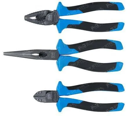 3-teiliges Zangensatz 40800L von SW-Stahl - Flachrundzange, ideal für präzises Greifen und Biegen, perfekt für Hobby und Handwerk.