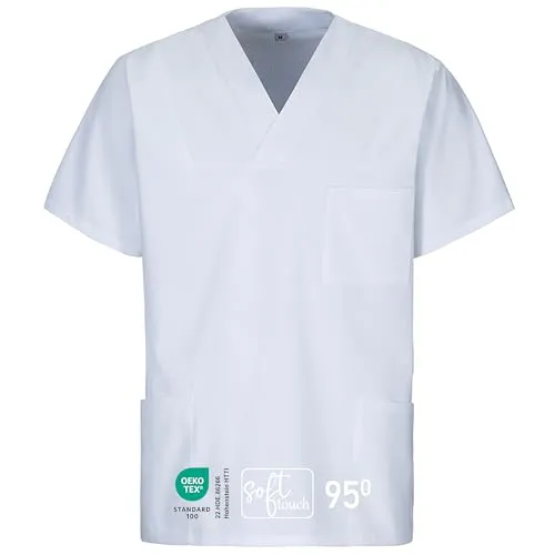 EXNER Medizinischer Schlupf-Kasack, OP-Kasack, Unisex, für Krankenpflege, Altenpflege, Farbe weiß, Größe S