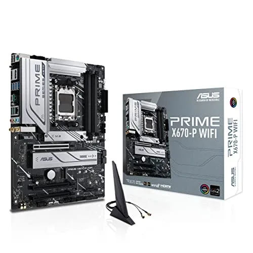 ASUS PRIME X670-P WIFI Mainboard - Sockel AM5, ATX Format, 4x DDR5 Unterstützung für höchste Leistung und optimale Netzwerkverbindung, ideal für Gamer und Content Creator