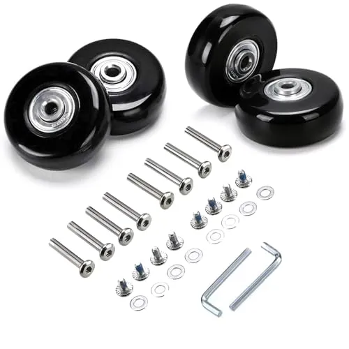 Produktbild Kofferrollen Ersatz Rollen 4 Stück Set Reparaturset 50mm Wheels für Koffer Trolley Skate, mit Metall Achsen Ersatzteile