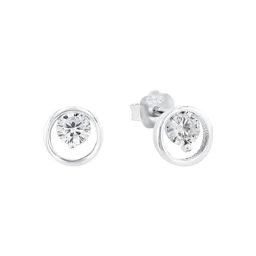 Amor Ohrstecker Damen, Geschenkbox inklusive - Elegante 7 mm Ohrstecker aus 925 Sterling Silber mit funkelnden Zirkonia, ideal als Geschenk für besondere Anlässe - zeitloses Design trifft auf hochwertige Verarbeitung.