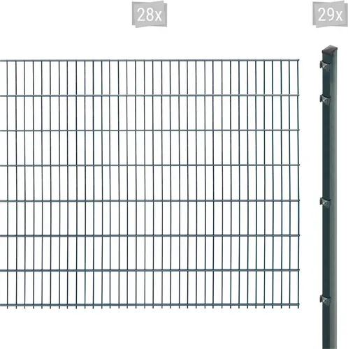 Doppelstabmattenzaun inkl. Pfosten zum Einbetonieren - 143 cm hoch, 56 m lang - Nutztierzäune: Robuster Doppelstabmattenzaun mit langlebiger Pulverbeschichtung in Anthrazit, ideal für sichere Einfriedungen und witterungsbeständig.