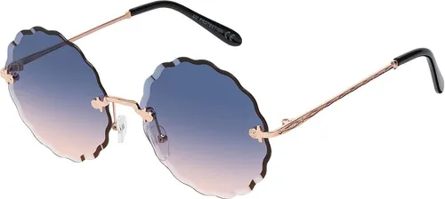 Damen Sonnenbrille Rund Form Designer 80er Modern Urlaub Sommer Strand 30572 Blau/Rosa