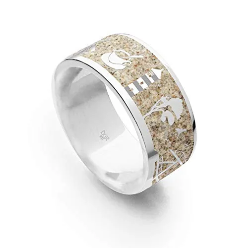 DUR Schmuck Ring Ostfriesland Strandsand, Silber 925/- - Eleganter Strandsandring mit Ostfriesland-Motiven, gefasst in rhodiniertem 925er Sterling-Silber für einen einzigartigen Look.