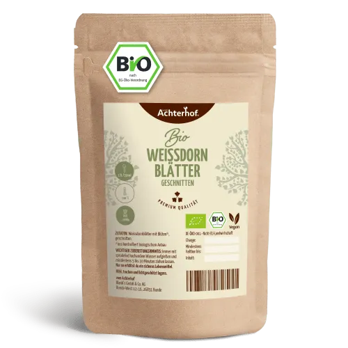 Weißdornblätter mit Blüten geschnitten Bio (100g)