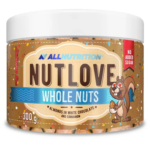 Allnutrition Nutlove Whole Nuts, 300 g Dose, Almonds in White Chocolate & Cinnam
