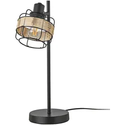 lux.pro Tischleuchte Shields - Elegante Nachttischlampe aus Metall - Tischlampen für Wohnzimmer und Schlafzimmer, zeitloses Design mit handgewebtem Rattanschirm für einladendes Licht und stilvolle Akzente.