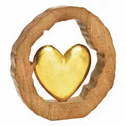 Produktbild Goldenes Dekoherz aus Mangoholz und Metall