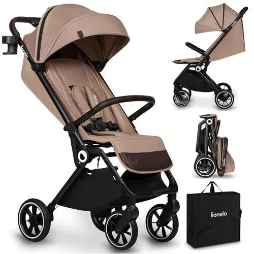 lionelo Kinder-Buggy CLOE - Leicht & Praktisch, 8,2 kg, bis 22 kg, Auto-Folding, Beige Sand - Kinderbuggy mit nur 8,2 kg Gewicht, ideal für Reisen. Ausstattung: UV-Schutz 50+, 360° Schwenkräder und praktisches Auto-Folding für einfachen Transport.