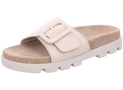 Rohde Damen Pantolette Venezia 6311 - Beige, Größe 39 EU - Bequeme Damenpantolette aus hochwertigem Veloursleder mit Klettverschluss für optimalen Halt und weicher Ledersohle für hohen Tragekomfort.