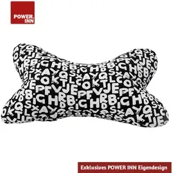 POWER INN® Leseknochen | Schwarz mit Weißen Buchstaben | Modern | Nackenkissen | Reisekissen