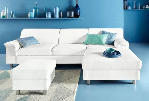DOMO collection Ecksofa Jamie, modern und elegant, Fußhöhe 9cm, L-Form, wahlweise mit Bettfunktion