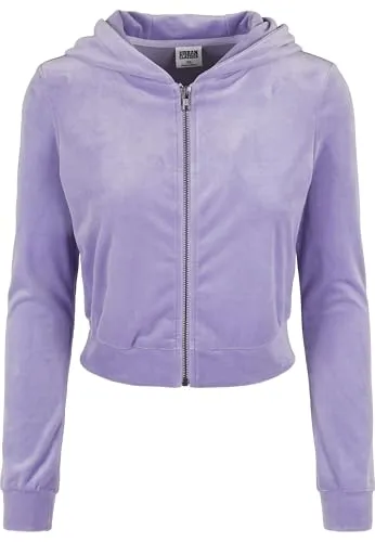 Urban Classics Damen Kapuzenpullover Short Velvet Zip Hoody Lavender M - Vielseitiger Zip Hoody für Damen, ideal für jeden Anlass. Der weiche Stoff sorgt für angenehmen Komfort und die praktische Zip-Funktion ermöglicht schnelles Umstylen – perfekt für lässige Looks und entspannte Tage.