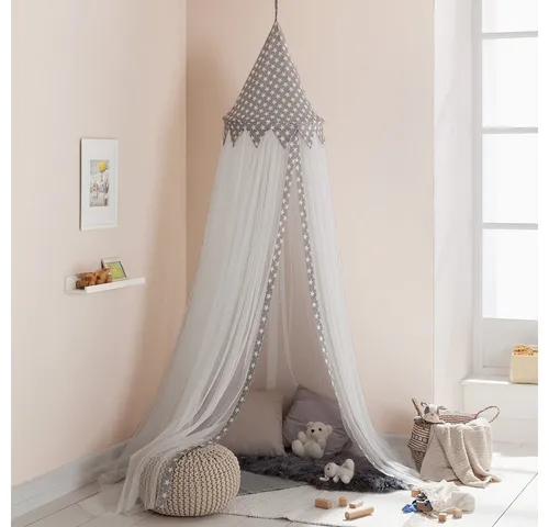 howa Baldachin Betthimmel Spielzelt für Kinderzimmer Betty grau/weiß 8510 - Baby Betthimmel & Himmelstangen - 3-in-1 Lösung als Betthimmel, Baldachin und Spielzelt aus hochwertiger Baumwolle, perfekt für kreative Kuschelecken im Kinderzimmer.