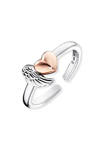 Engelsrufer Damen Ring aus Sterling Silber mit Flügel und Herz - Ringe für Damen, rosévergoldet und größenverstellbar. Symbolisiert Liebe und Schutz mit einem eleganten Flügel- und Herzdesign aus hochwertigem Silber.