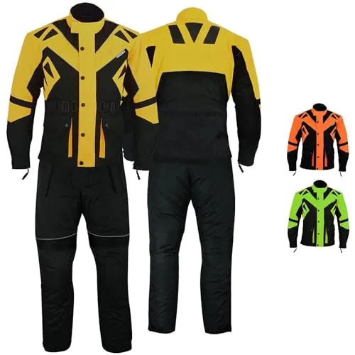 German Wear Motorradkombi Herren 2-teiler mit Protektoren Motorradanzug Textilien Motorradjacke & Motorradhose motorrad kleidung Gelb - 5XL