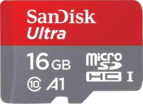 SanDisk Ultra® microSDHC 16GB mit SD-Adapter - Speicherkarten, ideal für Android-Smartphones und Tablets, mit einer Lesegeschwindigkeit von bis zu 98 MB/s und robustem Schutz gegen Wasser, Temperatur und Stöße.