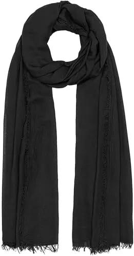 Caspar SC529 Damen Sommer Schal aus weicher Bambusfaser unifarben, Farbe:schwarz