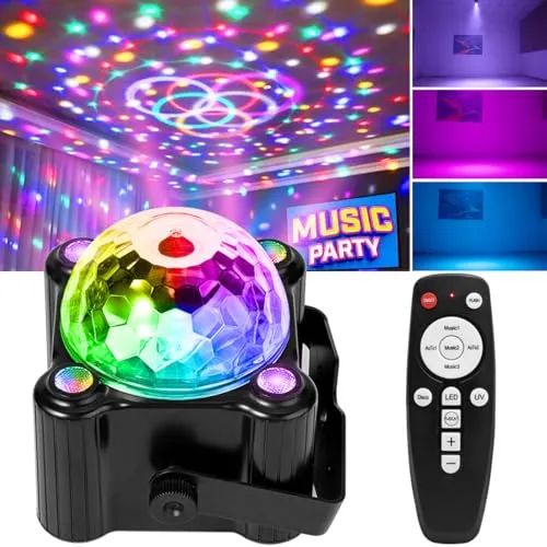 LAUCNPTY Discokugel Party Lichter Sound aktiviert DJ Licht LED Strobe Licht für Innen (schwarz)
