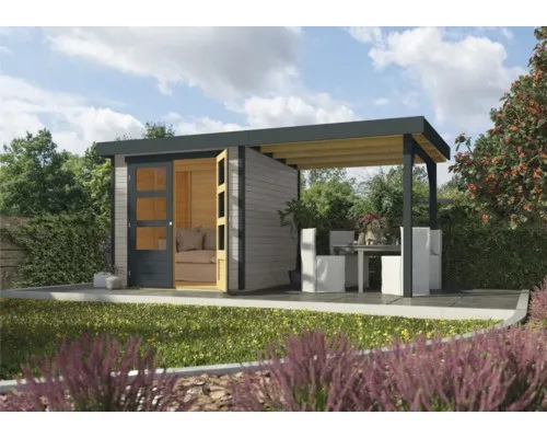Expresshaus, Gartenhaus Karibu Castano 467 x 238 cm grau-anthrazit
