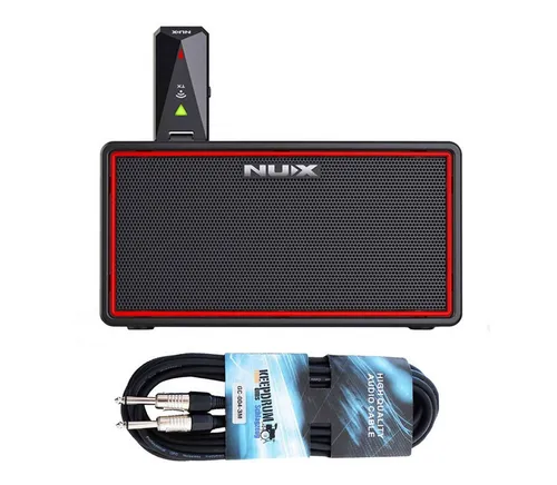Nux Mighty Air Gitarren-Verstärker mit Klinkenkabel (10 W) - Kabelloser 10-Watt Verstärker für E-Gitarre und Bass. Mit Bluetooth-Konnektivität, integrierter App und bis zu 18 Stunden Akkulaufzeit ideal für unterwegs.