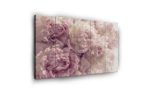Wallarena Leinwandbild Blumen Rose Wandbild XXL Wohnzimmer Schlafzimmer Aufhängefertig, Pfingstrosen (Set 3 teilig / Set 4 teilig / Set 5 teilig / Set 6 teilig, 5 St), Wandbilder Leinwandbilder Bilder 90x100 / 120x100 / 150x100 / 180x100