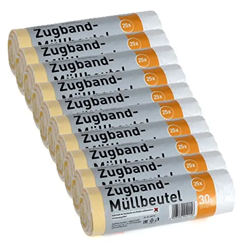30L Weiße Müllbeutel Mit Zugband (30L weiß 10er)