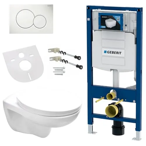 Geberit UP320 Komplettset Wand-WC - Sanitäranlagen & Zubehör, spülrandloses Design für optimale Hygiene und Soft-Close-Deckel für sanftes Schließen.