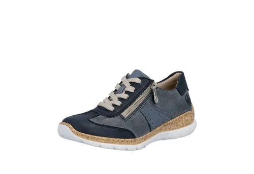 Rieker Sneaker Schnürschuh blau, Halbschuhe mit Reißverschluss 42 EU - Modischer Casual-Sneaker in Größe 42, dunkelblau mit praktischem Reißverschluss. Ideal für den täglichen Einsatz und bequem dank MemoSoft-Dämpfung.