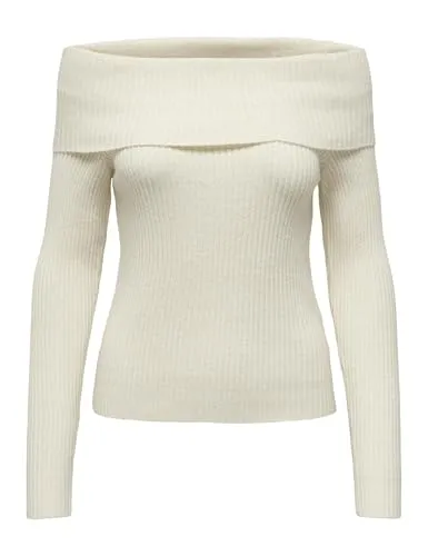 ONLY Damen Onlkatia Ls Off Shoulder KNT Nca Pullover - Pullover für Damen, schulterfreies Design für einen trendy Look, ideal für besondere Anlässe oder lässige Outfits.