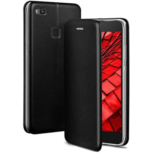 ONEFLOW Business Case für Huawei P9 Lite Handyhülle klappbar mit Standfunktion, Klapphülle Flipcase Cover Dünn, PU Leder Hülle mit Kartenfach, 360 Grad Schutzhülle, Schwarz