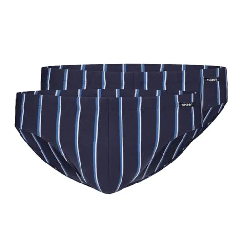 SKINY Herren Brasil 2er Pack Cotton Advantage 086892 Slip, crownblue Stripes, S