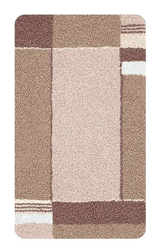 Kleine Wolke Badteppich Padova, 50 x 65 cm, taupe - Badematte im grafischen Design mit 20mm Florhöhe, rutschhemmend und waschbar bis 40° Grad, ideal für ein stilvolles Badezimmer mit 3 Jahren Garantie.