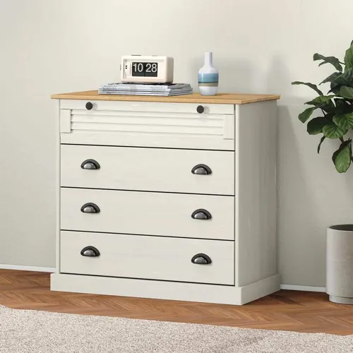 The Living Store Kommode VIGO Weiß 80x40x76 cm aus Kiefernholz