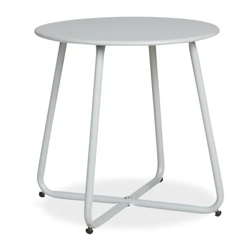 Homestyle4u 2487, Wetterfester runder Gartentisch Ø 45 cm - Beistelltisch aus pulverbeschichtetem Metall, kratzfest und rostbeständig. Ideal für Balkon und Terrasse, leicht und platzsparend.