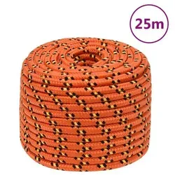 vidaXL Bootsseil Orange 14 mm 25 m - Robustes Polypropylen-Seil für Boote, ideal zum Festmachen und Auftakeln. Langlebig, witterungsbeständig und vielseitig einsetzbar für Segeln, Camping und Angeln.