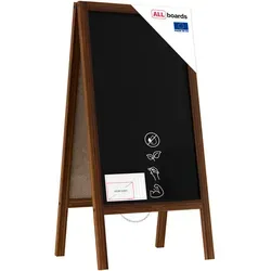 ALLboards Kundenstopper 100x60cm - Werbetafel aus Holz - Kreidetafel mit kratzfester, beidseitig beschreibbarer Fläche für Gastronomie und Geschäfte, leichter Naturholzrahmen und ideal für kreative Beschriftungen.
