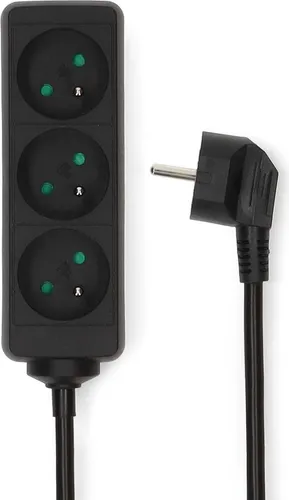 Nedis Steckdosenleiste - Frankreich / Typ E (CEE 7/6) - 3-Wege - 1.50 m - 3680 W - 16 A - Art der Erdung: Erdungsstift - 230 V AC 50/60 Hz - Buchsenwinkel: 45 ° - H05VV-F 3G1.5mm² - Schwarz