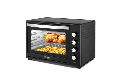 TZS First Austria Minibackofen - 2000 Watt, 60L, mit Umluft-Funktion und Drehspieß, ideal für Grillen und gleichzeitiges Backen von Mini-Pizzen