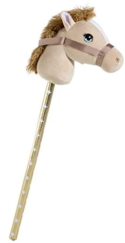 Heunec Steckenpferd 741676 - Hellbraun, kuschelweiches Softwool-Material mit glitzernden Augen und sicherem Klettverschluss