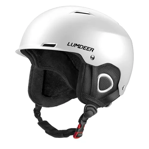 LUMDEER Leichter und Sicherer Skihelm für Herren und Damen Ski Helm Snowboardhelm Skihelme mit Verstellbarem Belüftungssystem zur Temperaturregulierung 56-60 cm Weiß & Schwarz