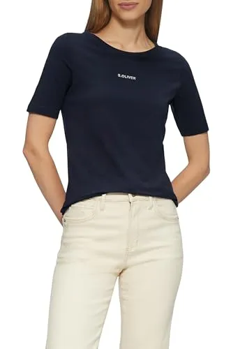 s.Oliver Elastisches T-Shirt mit Logo-Print